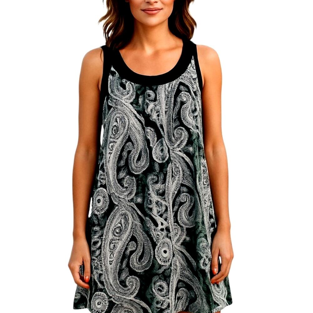 Essentials Medium Women's Sleeveless Black Maxi BOHO Sun Dress Miss Size 8 10 M